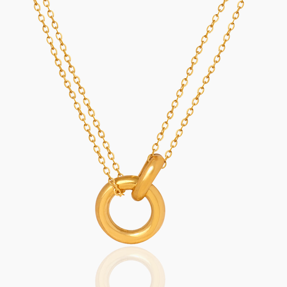 DOUBLE RING PENDANT NECKLACE