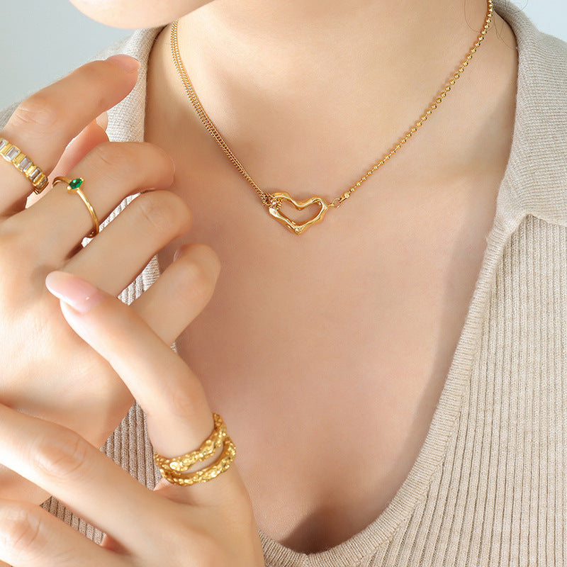 DOUBLE SIDED TEXTURED HEART NECKLACE