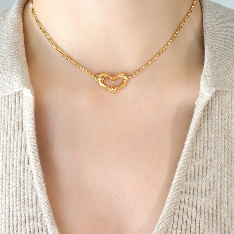 DOUBLE SIDED TEXTURED HEART NECKLACE