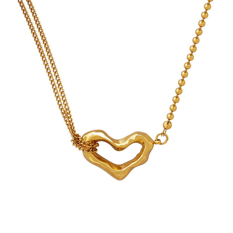 DOUBLE SIDED TEXTURED HEART NECKLACE
