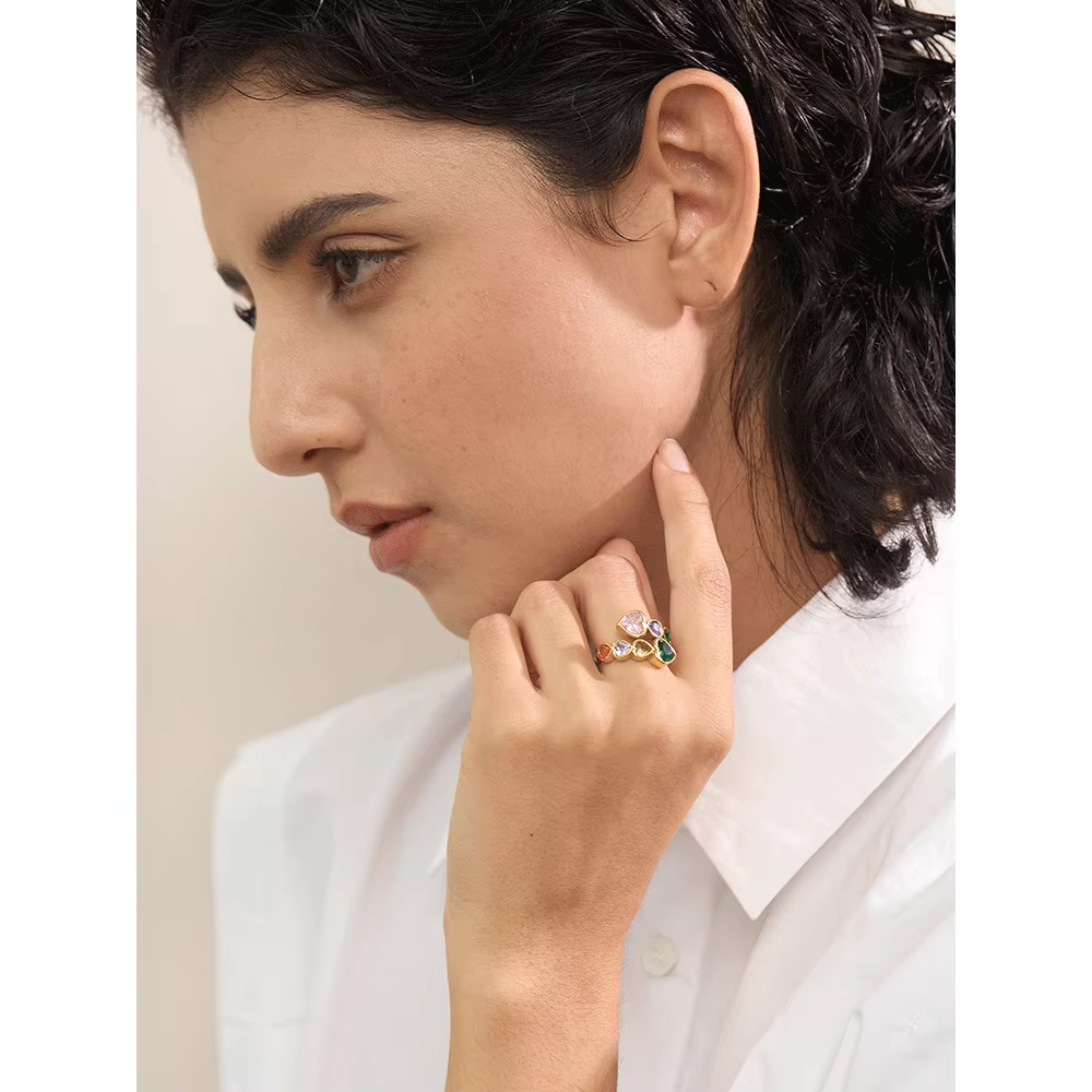 Delicate Cubic Heart Adjustable Fashion Open Ring