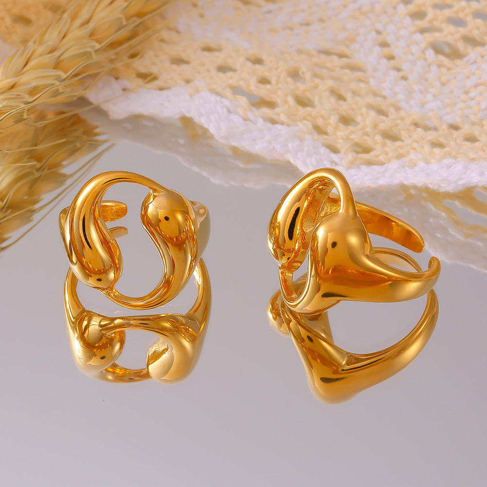 Double teardrop hollow round ring