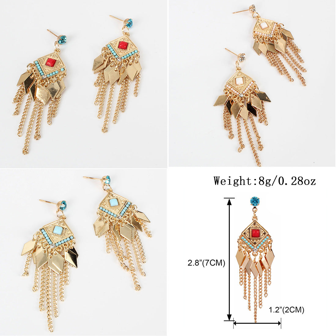 Drip fringe Bohemian style earrings
