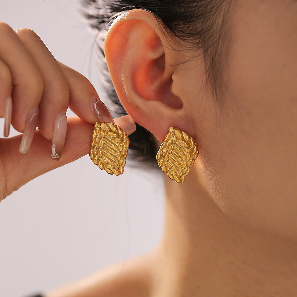 EARRINGS WITH WHEAT GRAIN TEXTURE