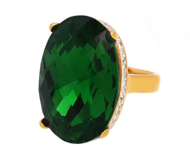 ELLIPTICAL RHINESTONE LARGE GLASS RING