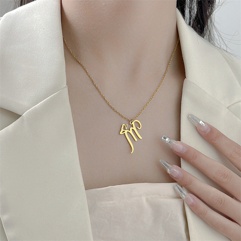ENGLISH LETTER NECKLACE WITH BUTTERFLY