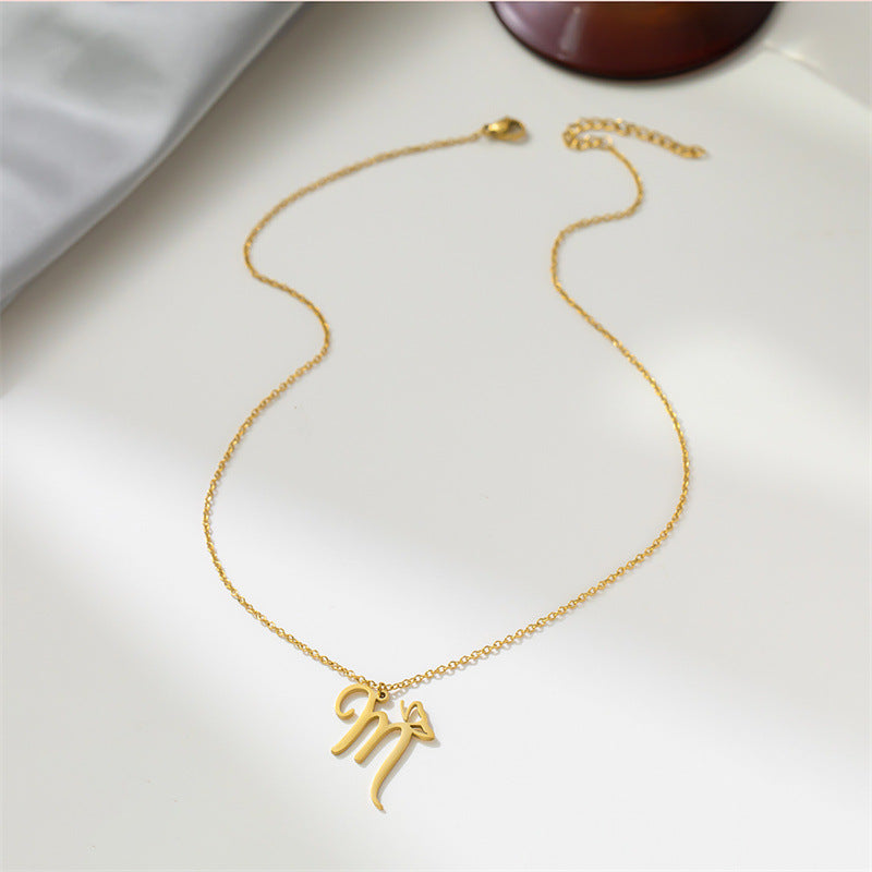 ENGLISH LETTER NECKLACE WITH BUTTERFLY