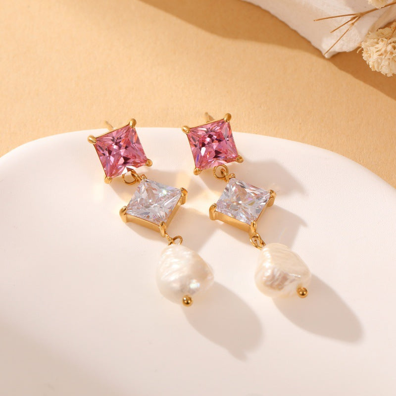 Exquisite pearl candy colored earrings