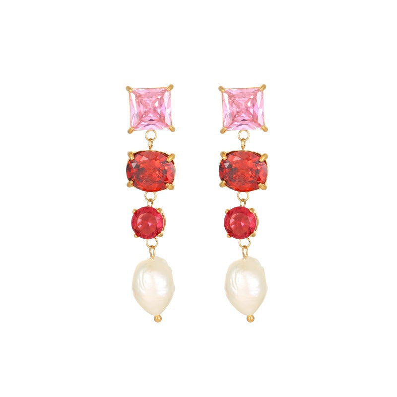 Exquisite pearl candy colored earrings