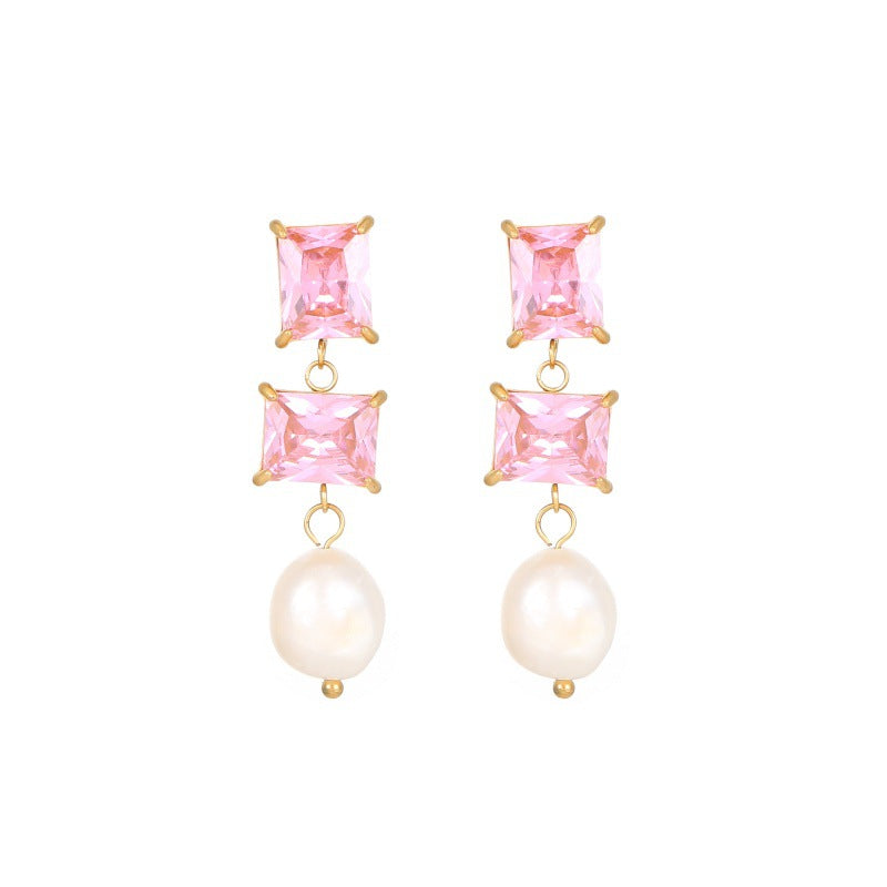 Exquisite pearl candy colored earrings