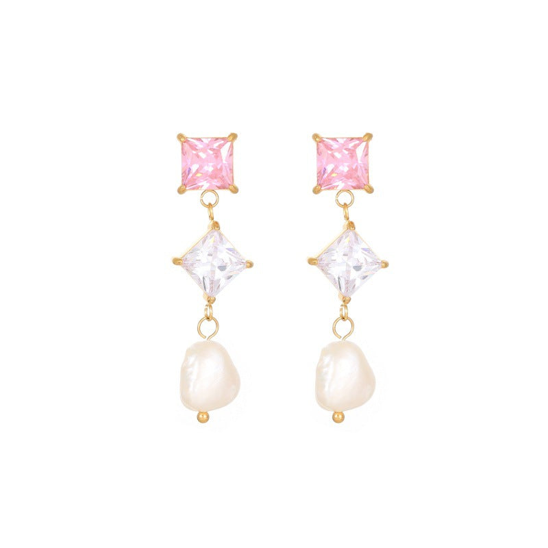 Exquisite pearl candy colored earrings