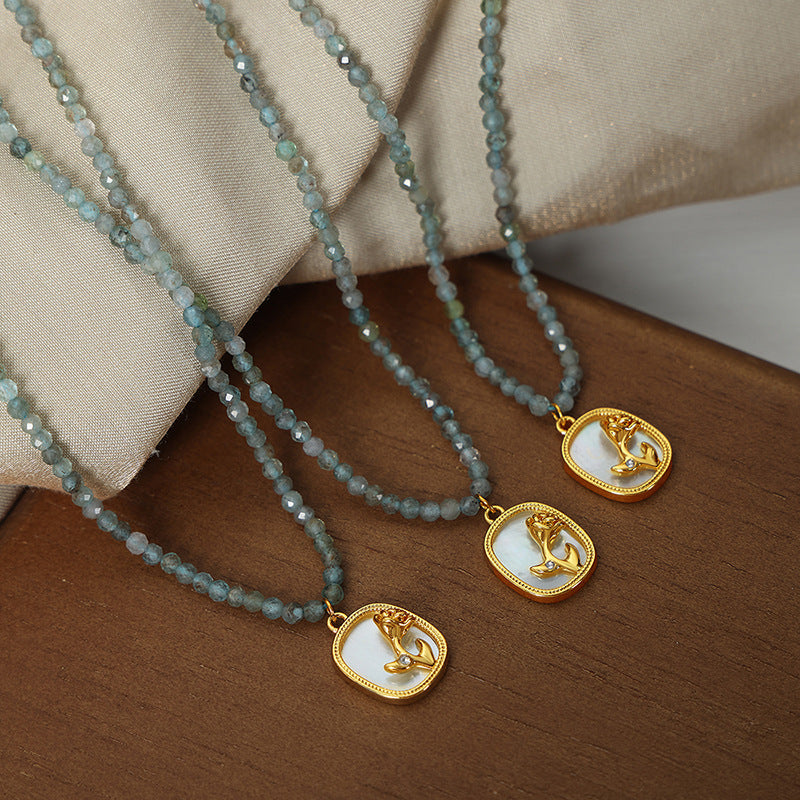 FANGPAI WHITE SEA SHELL ROSE NECKLACE