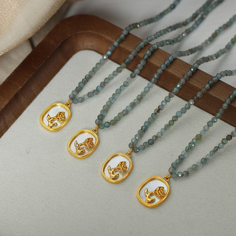 FANGPAI WHITE SEA SHELL ROSE NECKLACE