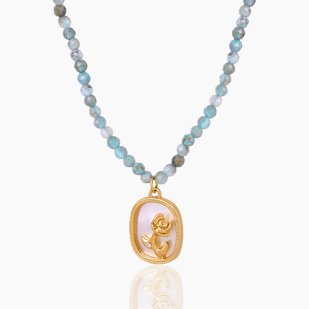 FANGPAI WHITE SEA SHELL ROSE NECKLACE