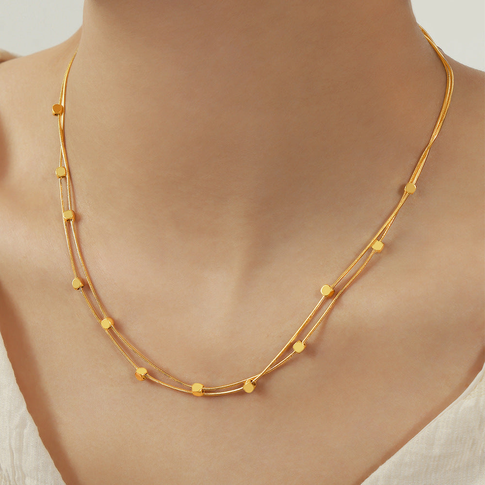 FASHION BEADED CHAIN NECKLACE