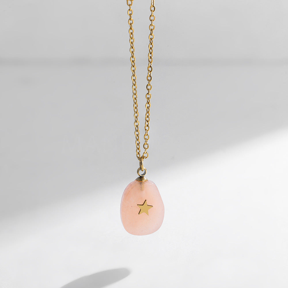FIVE POINTED NATURAL STONE PENDANT NECKLACE