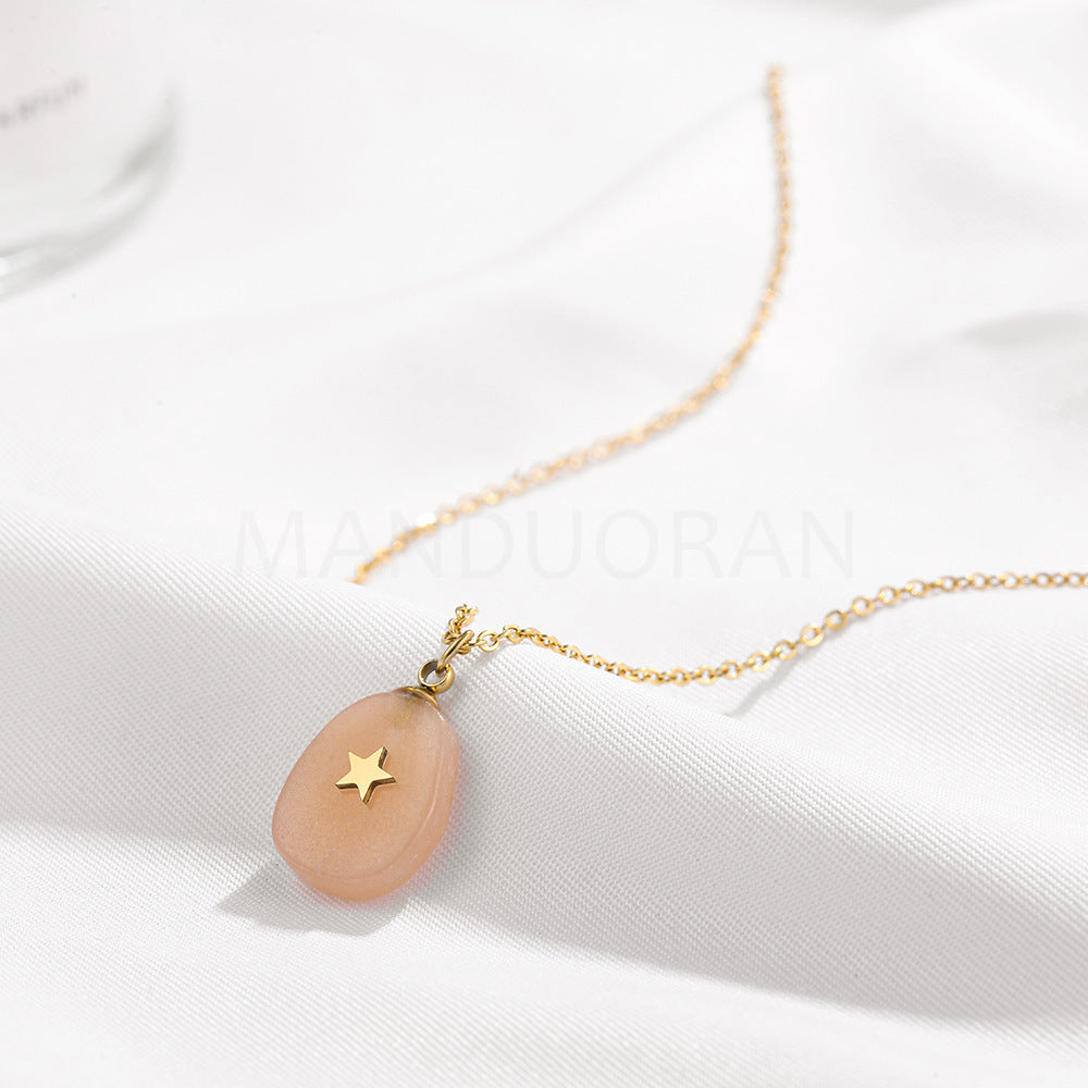 FIVE POINTED NATURAL STONE PENDANT NECKLACE
