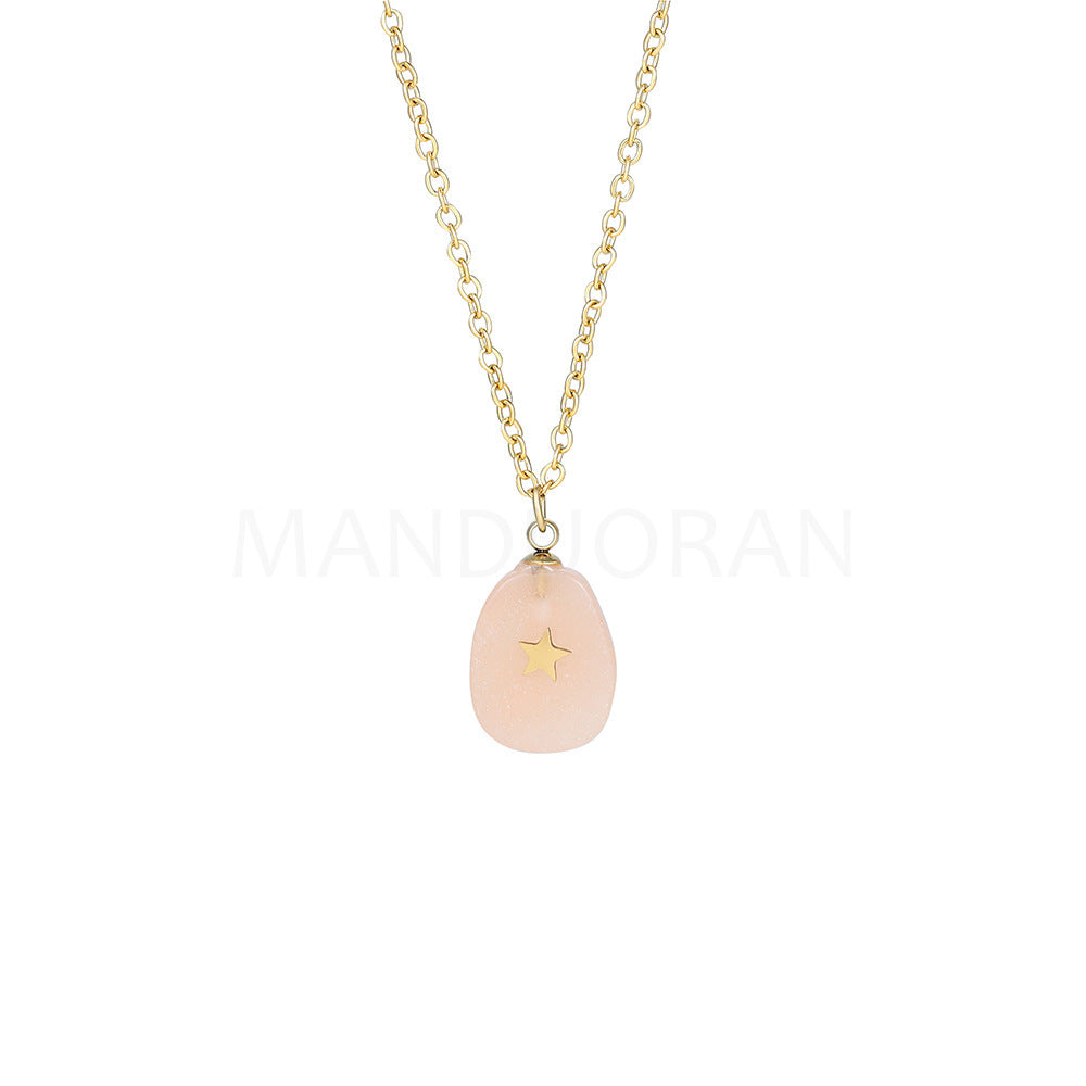 FIVE POINTED NATURAL STONE PENDANT NECKLACE