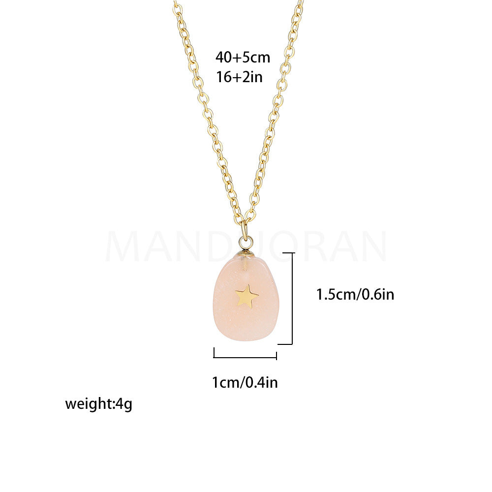 FIVE POINTED NATURAL STONE PENDANT NECKLACE