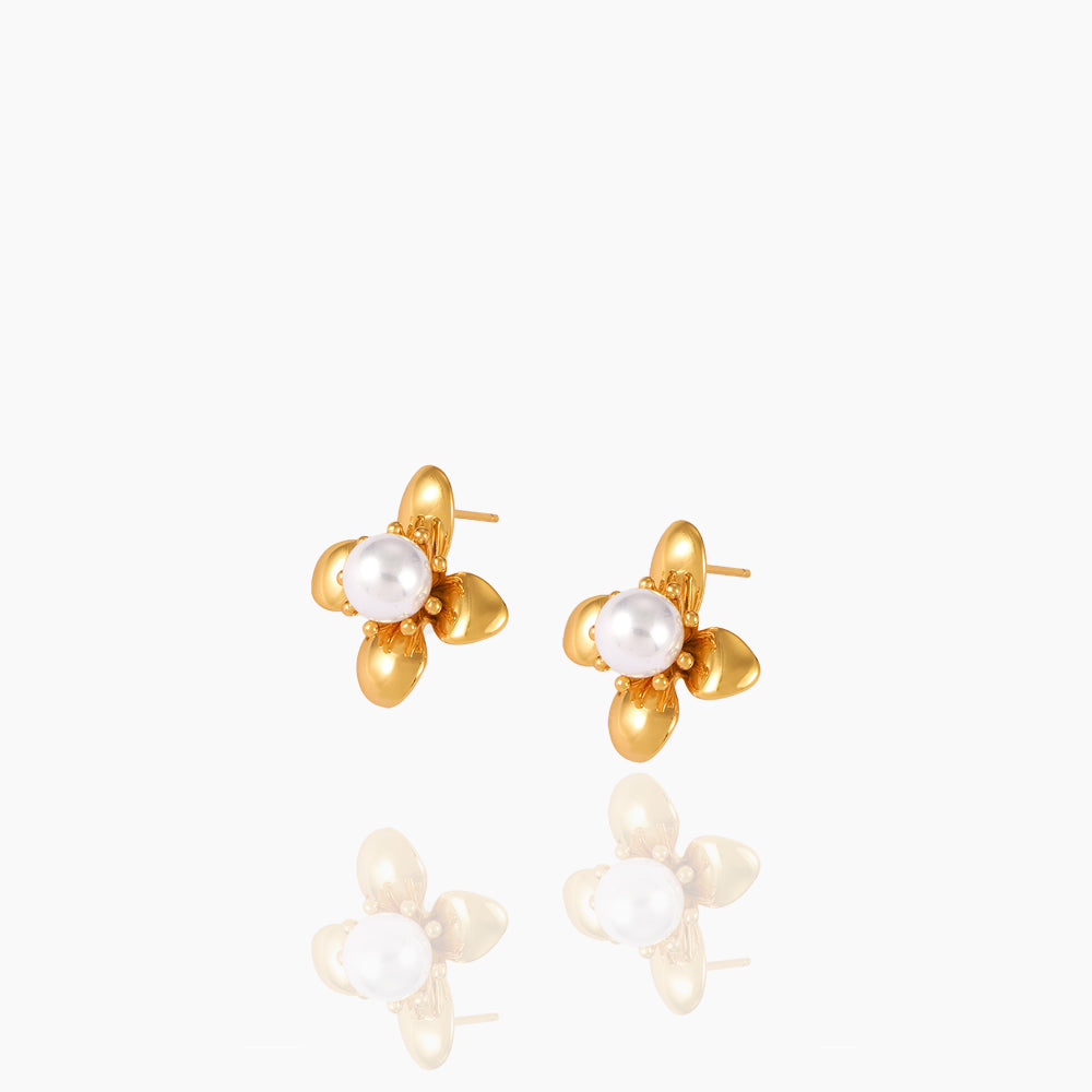 FLOWER IMITATION PEARL EARRINGS