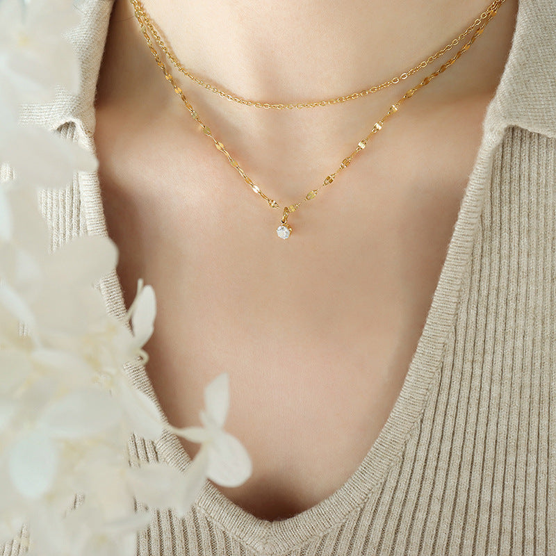 FRENCH DOUBLE LAYERED LAYERED NECKLACE