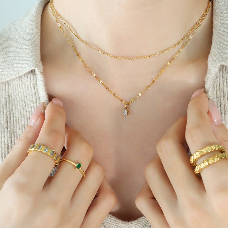 FRENCH DOUBLE LAYERED LAYERED NECKLACE