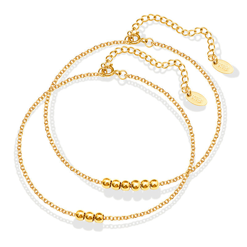 FRENCH ROUND BEAD ANKLE CHAIN