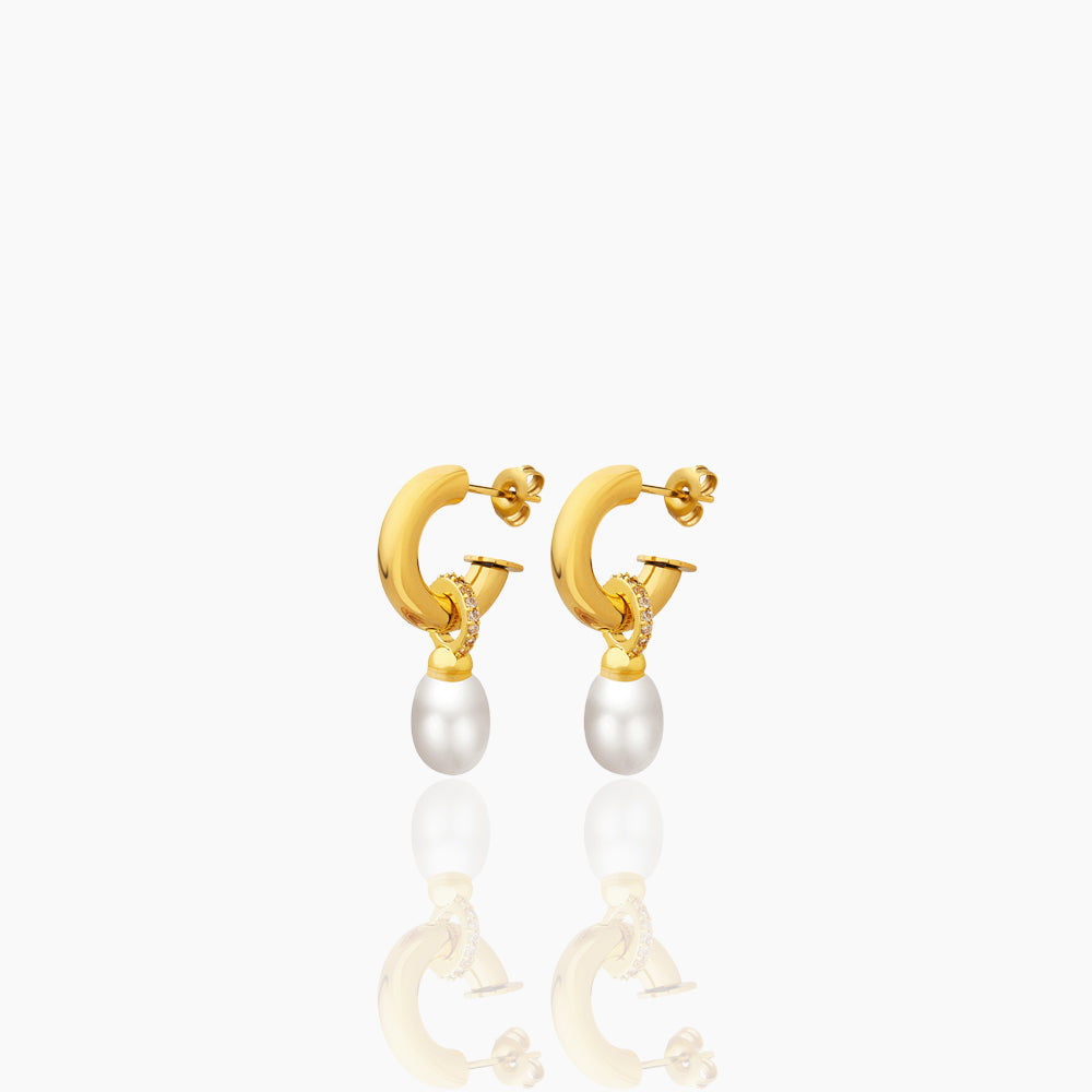 FRIED DOUGH TWISTS IMITATION PEARL EARRINGS