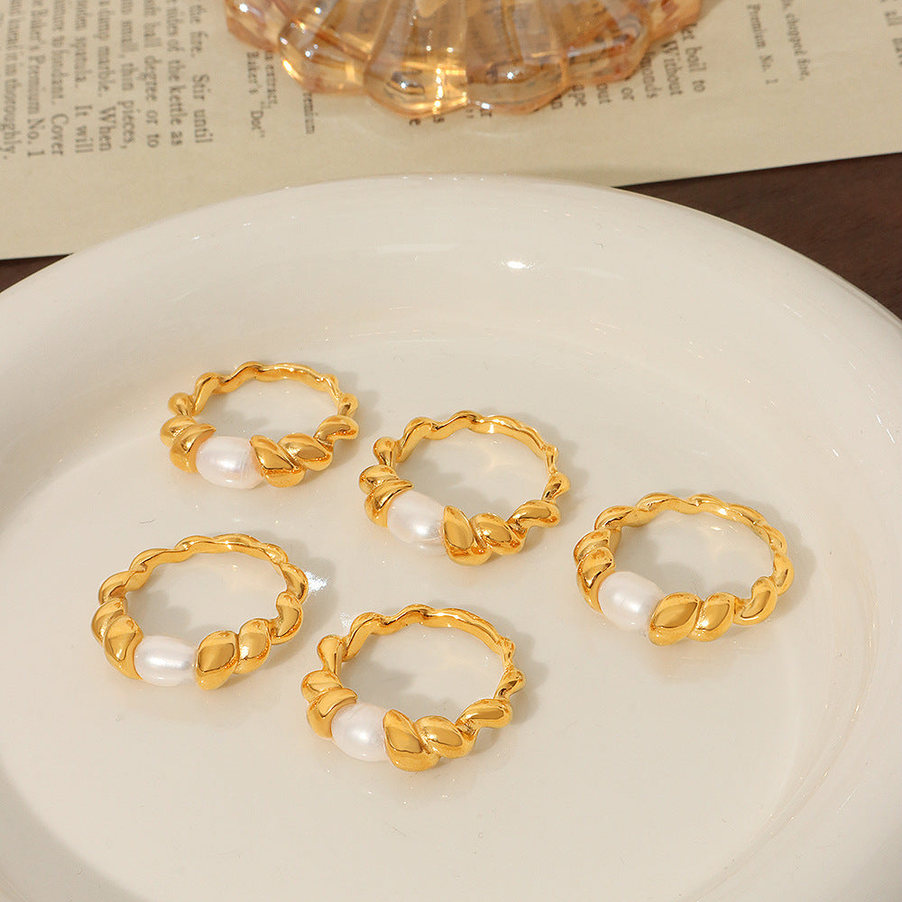 FRIED DOUGH TWISTS PEARL RING