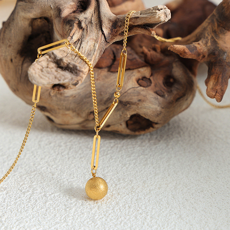 FROSTED ROUND BEAD PENDANT NECKLACE