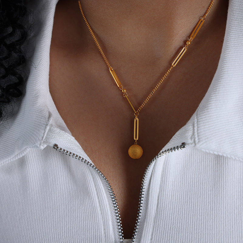 FROSTED ROUND BEAD PENDANT NECKLACE