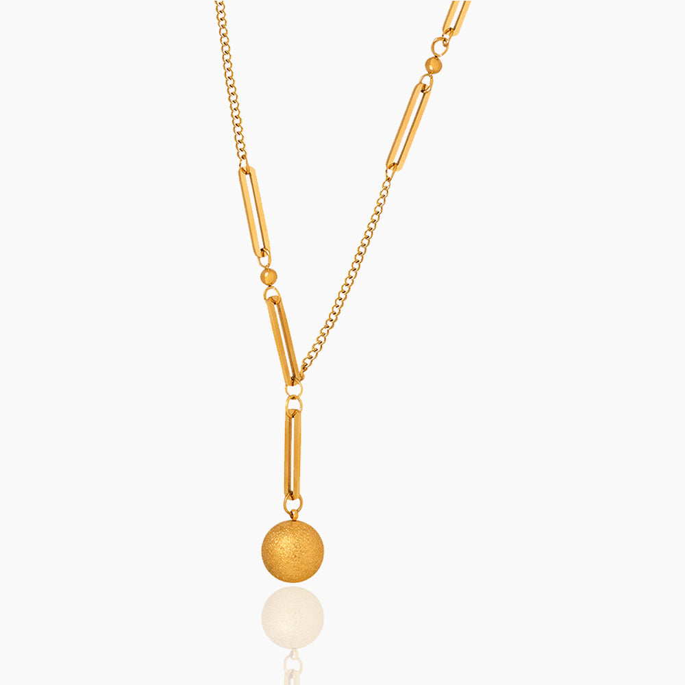 FROSTED ROUND BEAD PENDANT NECKLACE