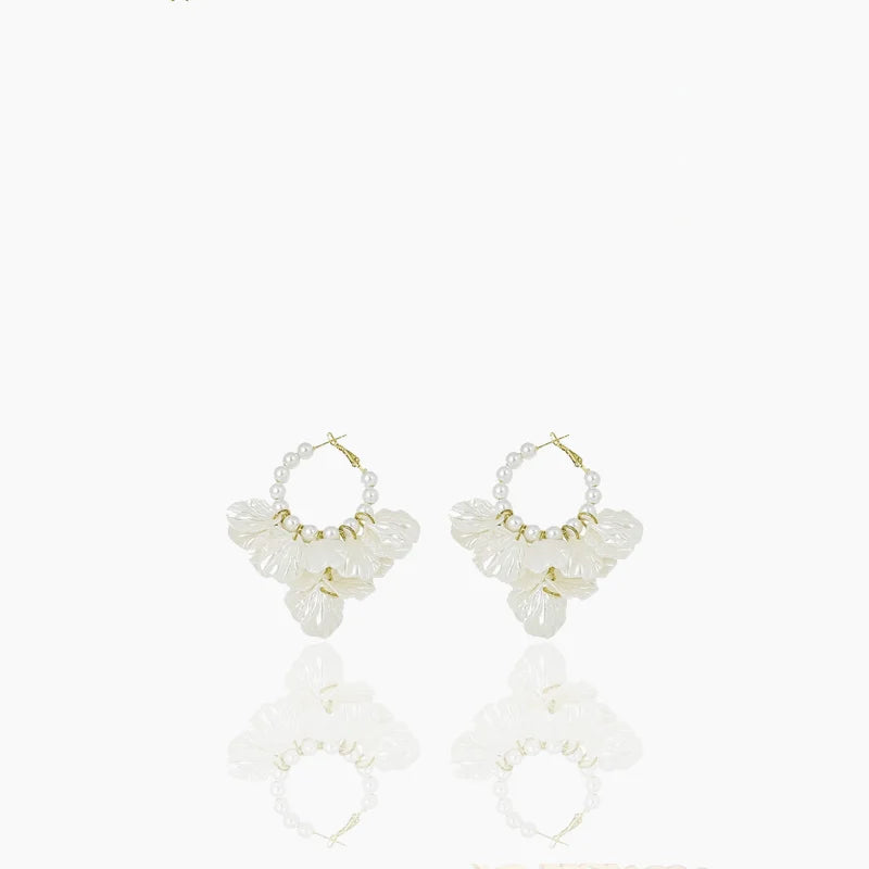 light luxury Petal Pearl Earrings for Women | Engagement