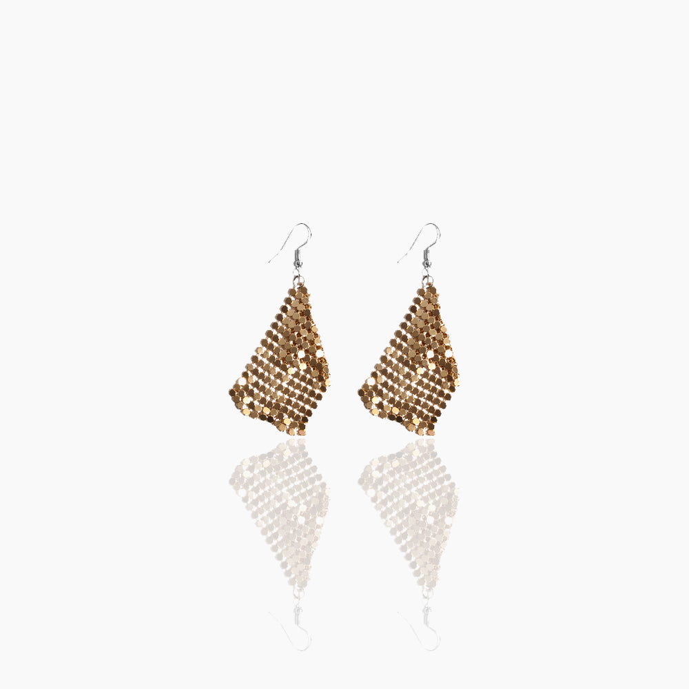 Fashionable square sequin tassel exaggerated earrings
