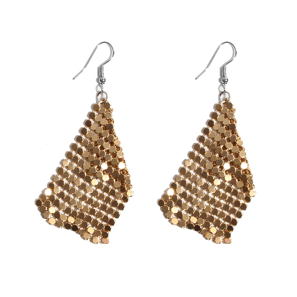 Fashionable square sequin tassel exaggerated earrings
