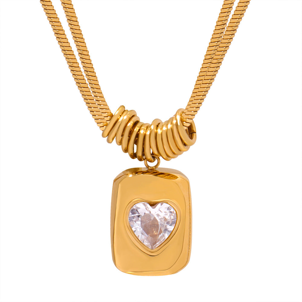 GEOMETRIC PEACH HEART LOVE PENDANT NECKLACE
