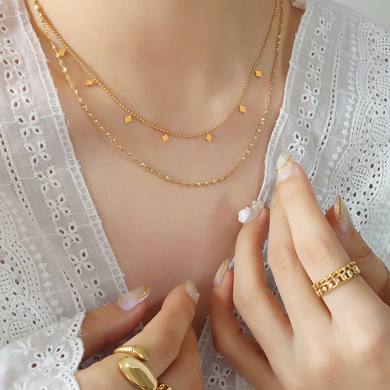 GEOMETRIC DOUBLE-LAYER LAYERED NECKLACE