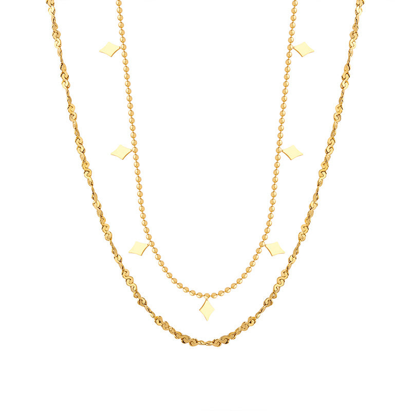 GEOMETRIC DOUBLE-LAYER LAYERED NECKLACE