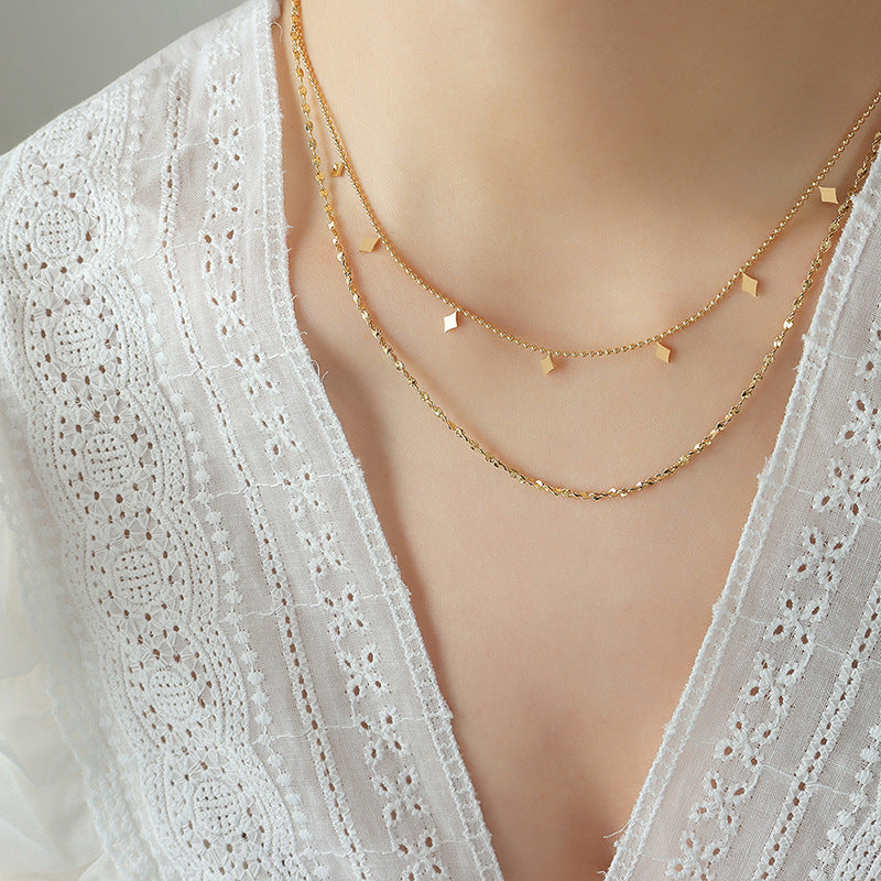 GEOMETRIC DOUBLE-LAYER LAYERED NECKLACE