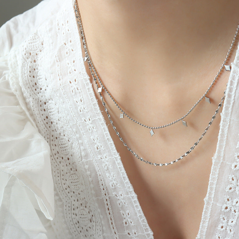 GEOMETRIC DOUBLE-LAYER LAYERED NECKLACE