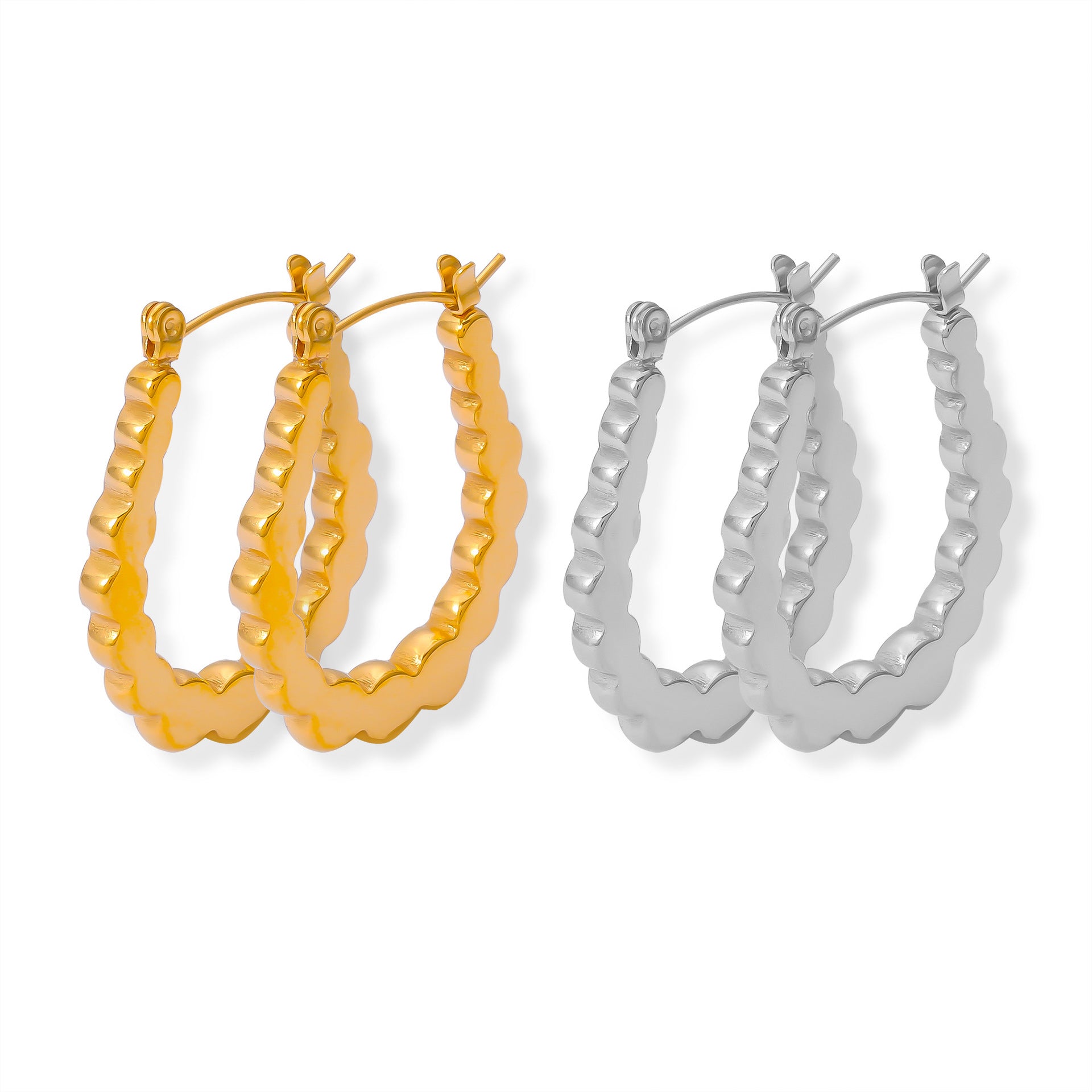 GEOMETRIC U-SHAPED CONCAVE CONVEX EARRINGS