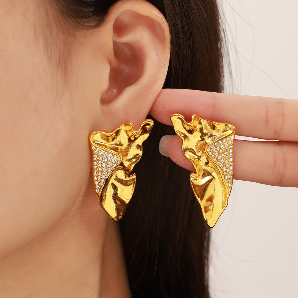 GEOMETRIC ZIRCON INLAID EARRINGS