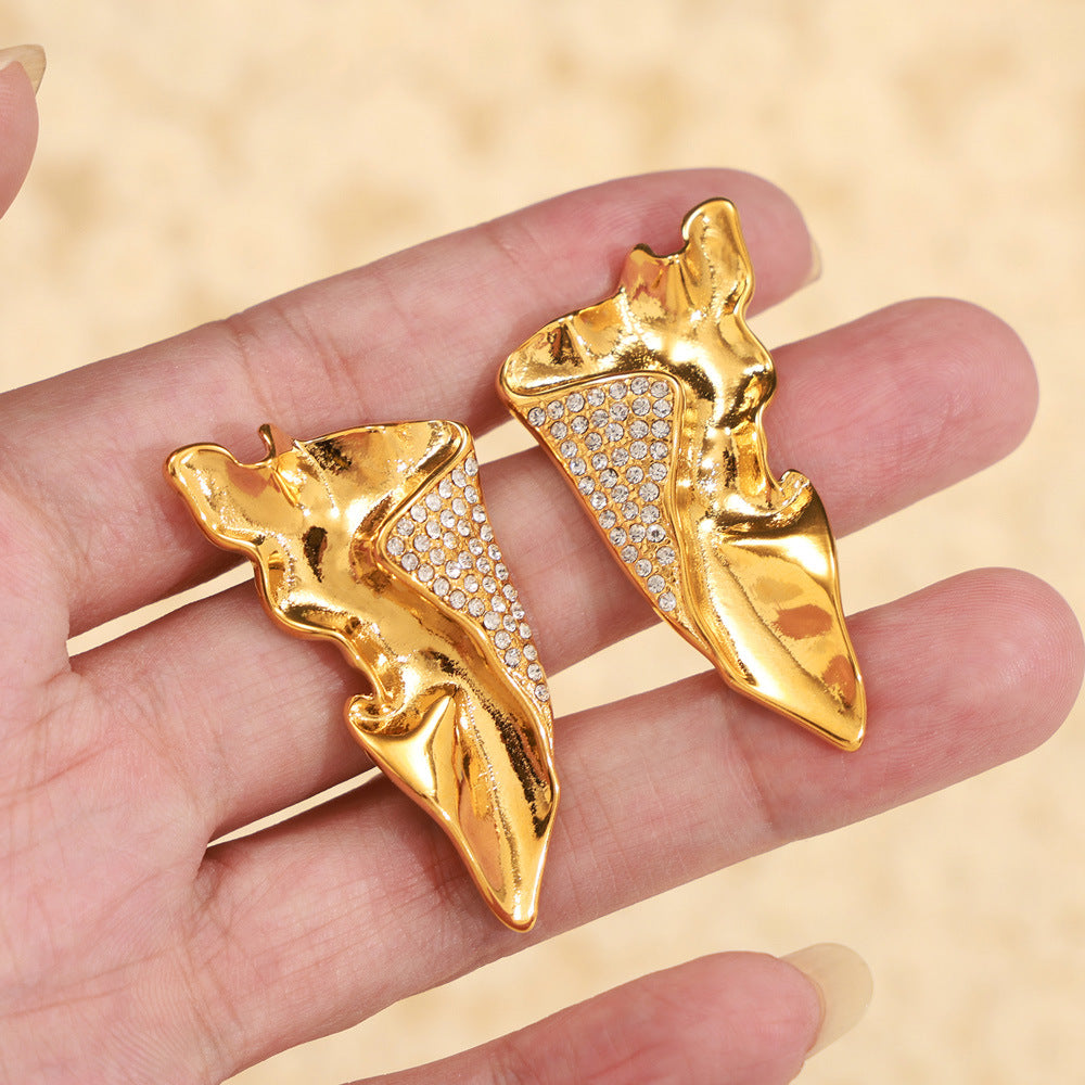 GEOMETRIC ZIRCON INLAID EARRINGS