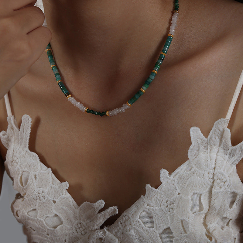 GREEN JADE BEADED NECKLACE