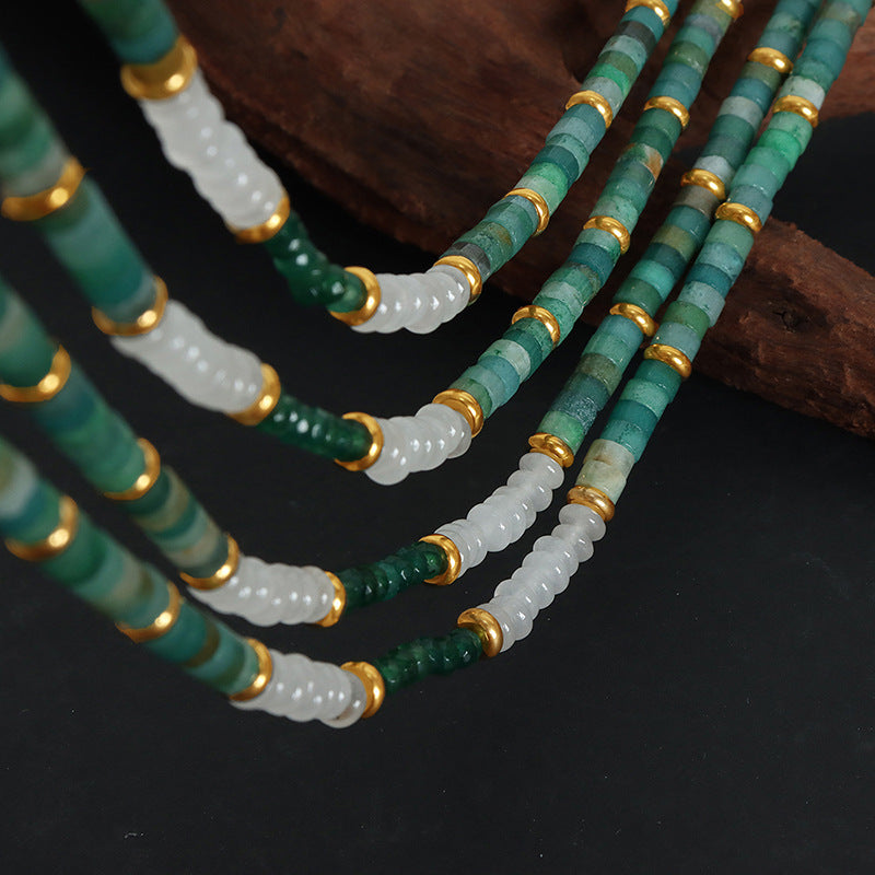 GREEN JADE BEADED NECKLACE