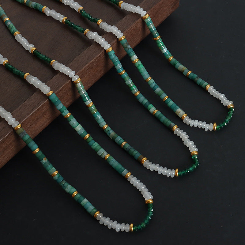 GREEN JADE BEADED NECKLACE