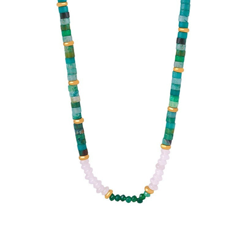 GREEN JADE BEADED NECKLACE