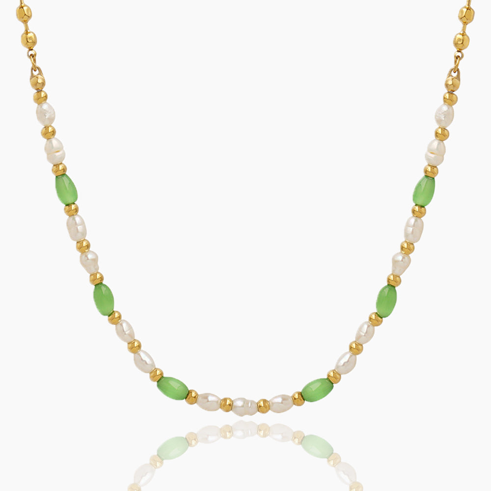 GREEN CAT EYE PEARL NECKLACE