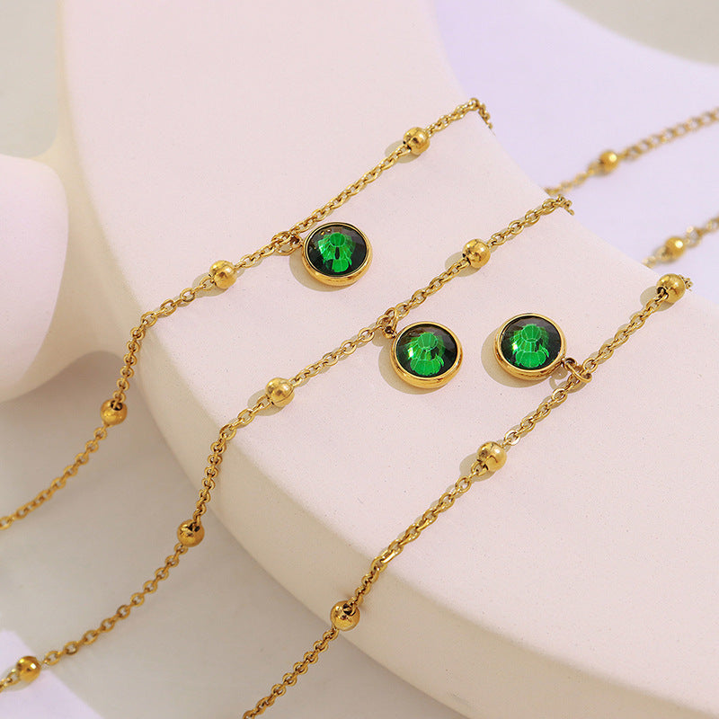 GREEN STONE FOOT ANKLET