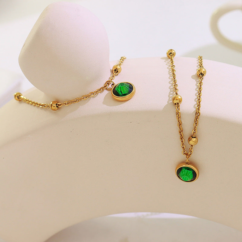 GREEN STONE FOOT ANKLET